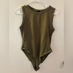 Olive Green Sleeveless Bodysuit